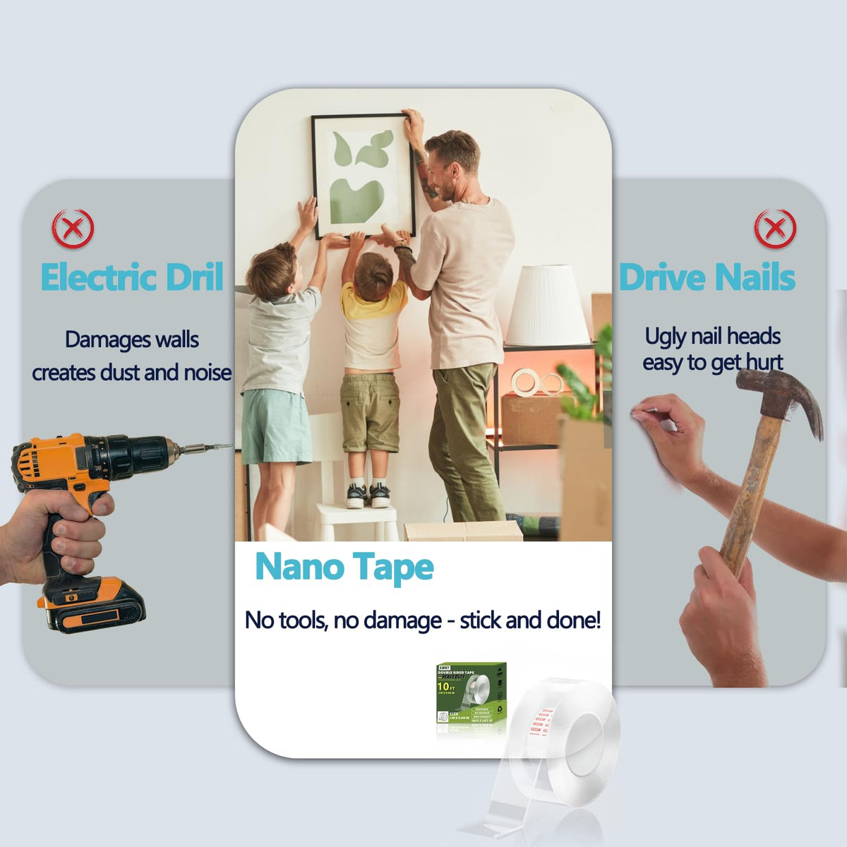 Product Title: SWRT 3 Pack Double Sided Nano Tape, 10ft Reusable Transparent Adhesive Tape